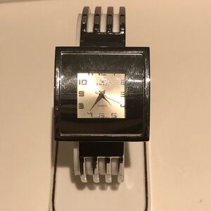 Cannes Silver Stainless Steel Hinged Cuff Watch